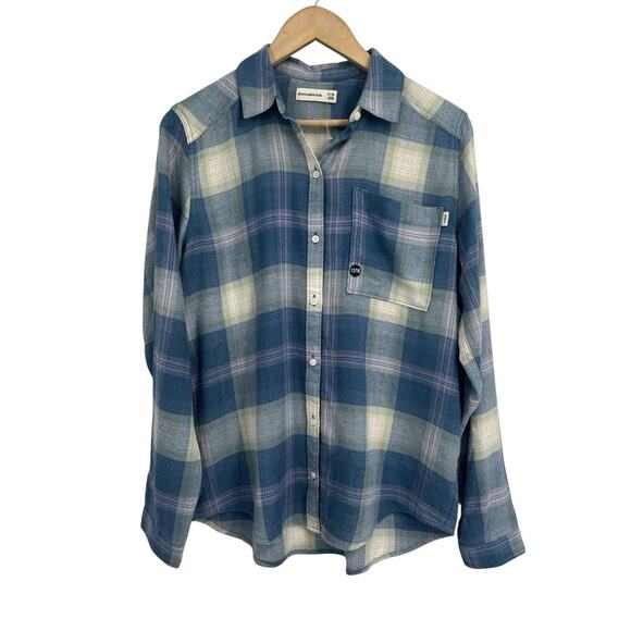 Abercrombie Kids Super Soft Blue Plaid Button Down Flannel 17/18 NWOT - Picture 1 of 5